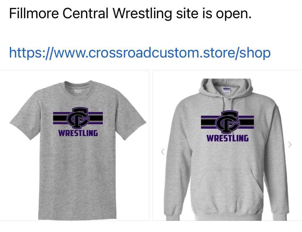 Fillmore Central Wrestling site is open. website. Examples of the clothing items