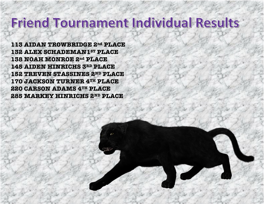 Friend Tournament Results