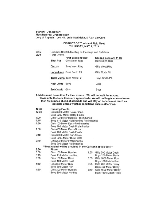 District Order Of Events