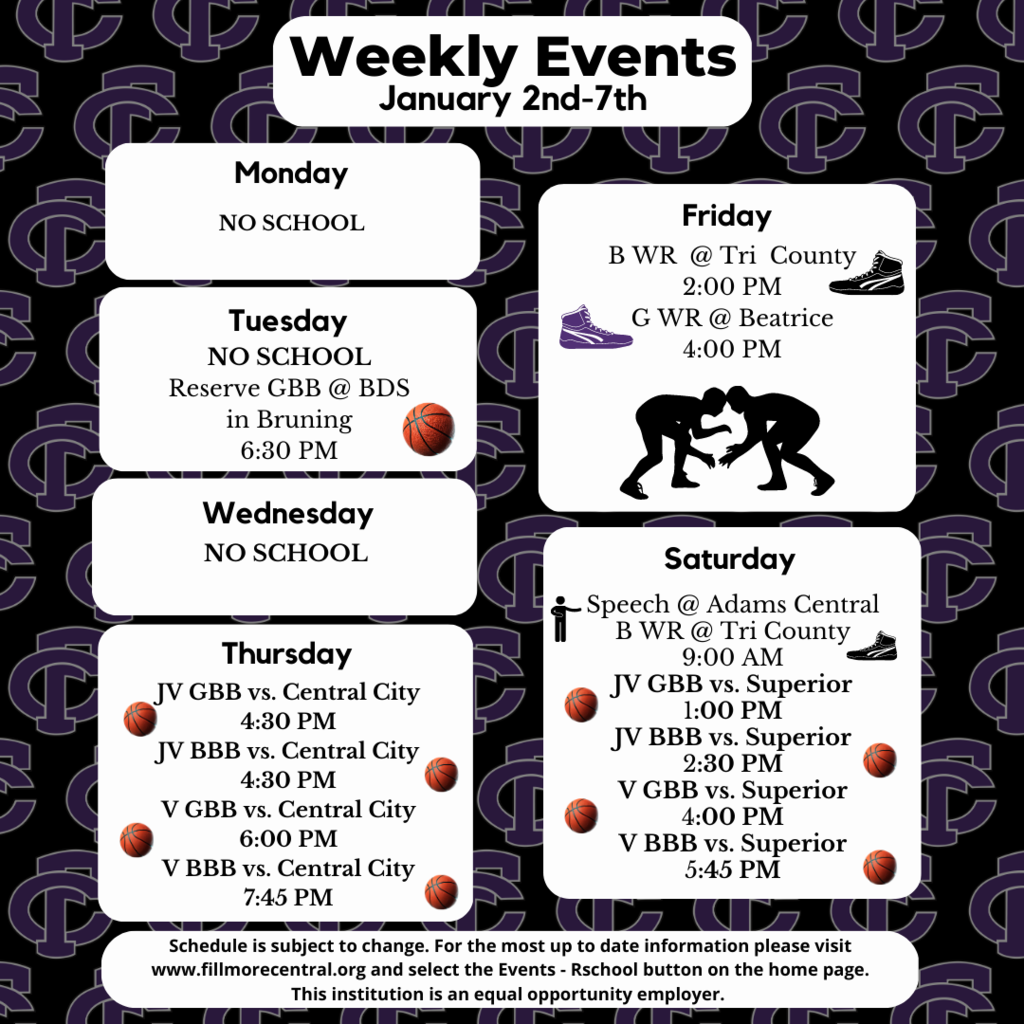 Weekly Events January 2nd - 7th #FCPantherProwl
