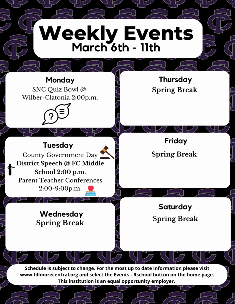 Weekly Events March 6th - 11th